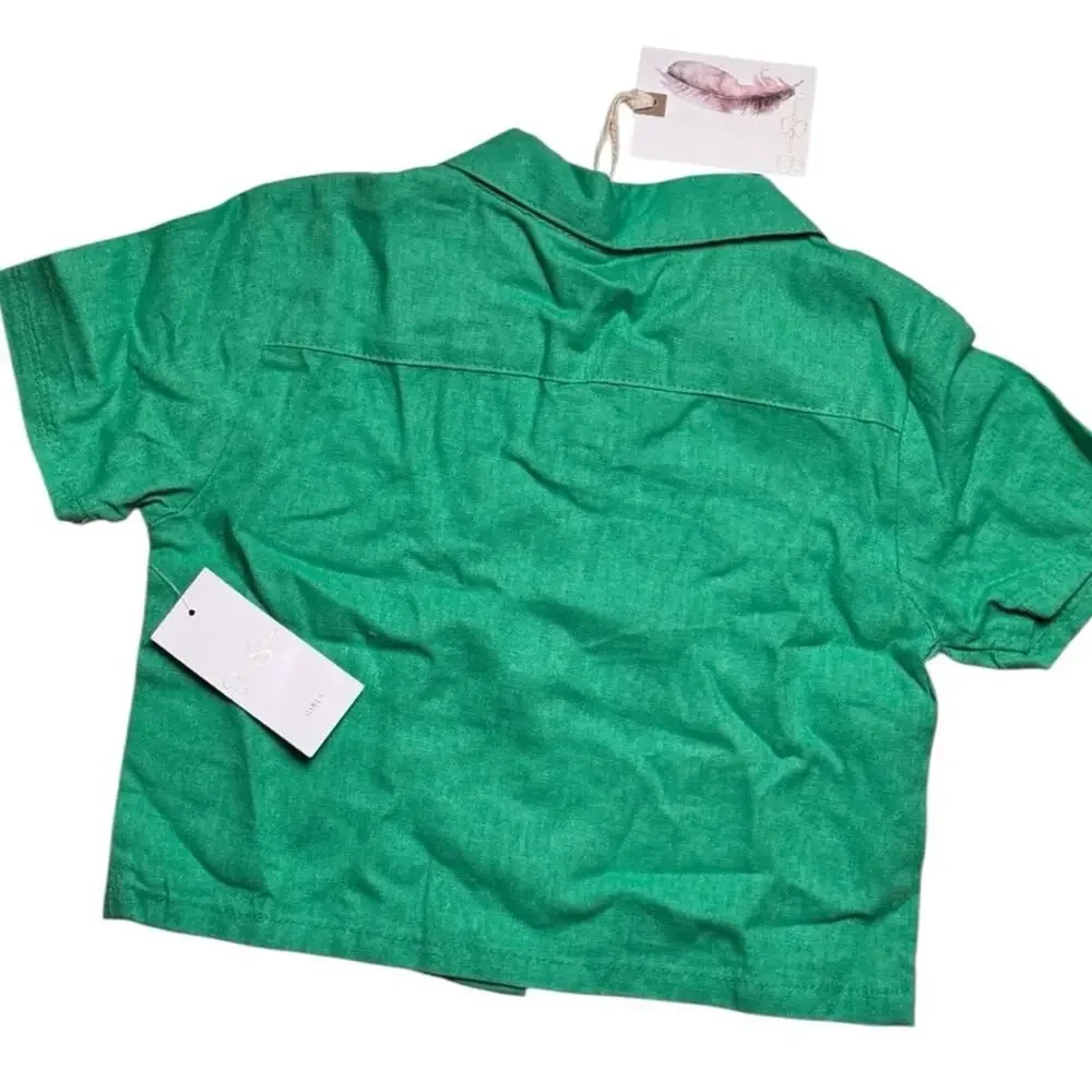Jessica Simpson Girls Linen Blend Matching Set 4T NWT